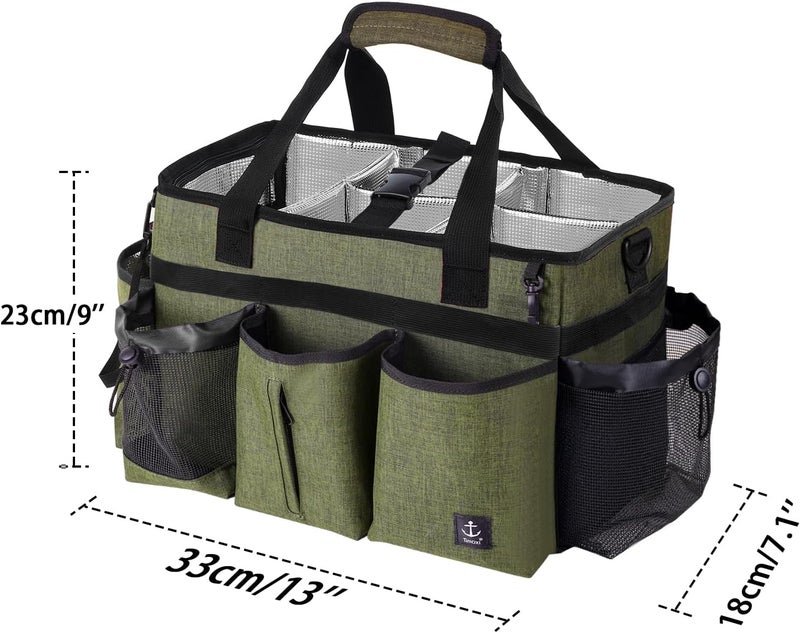 Timoxi Large Cleaning Caddy Bag Built-in Sturdy Support Board, Cleaning Organizer with Detachable Divider, Cleaning Supply Tote with Adjustable Shoulder Strap&Waist Belt for Cleaners & Housekeeper - Image 2